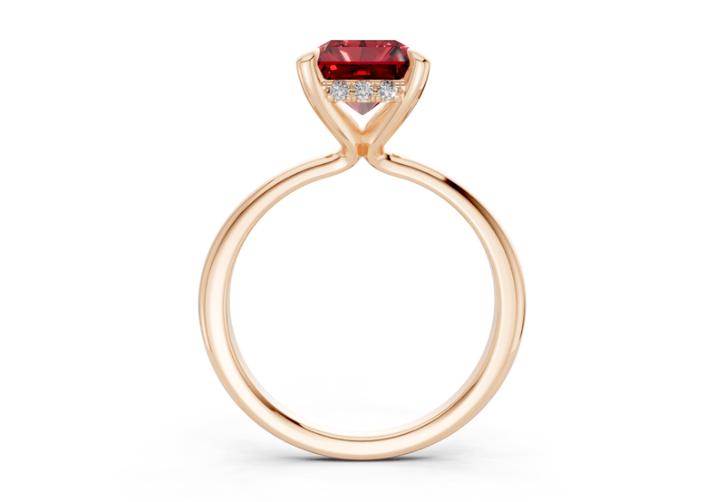 Marlowe Ruby Gemstone Solitaire Radiant Cut 1.6mm Engagement Ring - Ring Premier