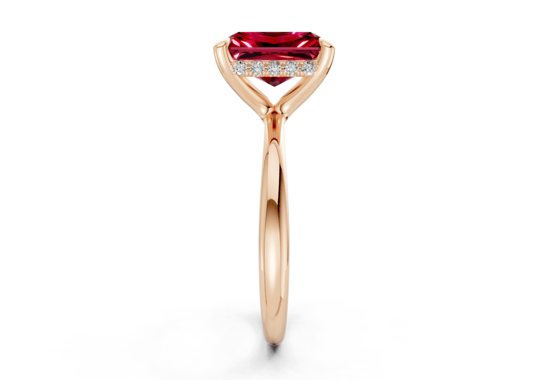 Marlowe Ruby Gemstone Solitaire Radiant Cut 1.6mm Engagement Ring - Ring Premier
