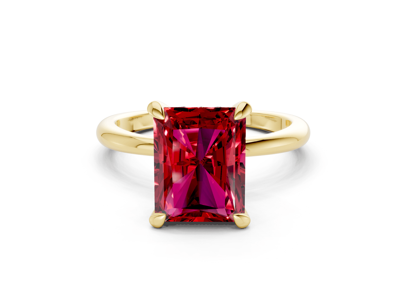 Marlowe Ruby Gemstone Solitaire Radiant Cut 1.6mm Engagement Ring - Ring Premier