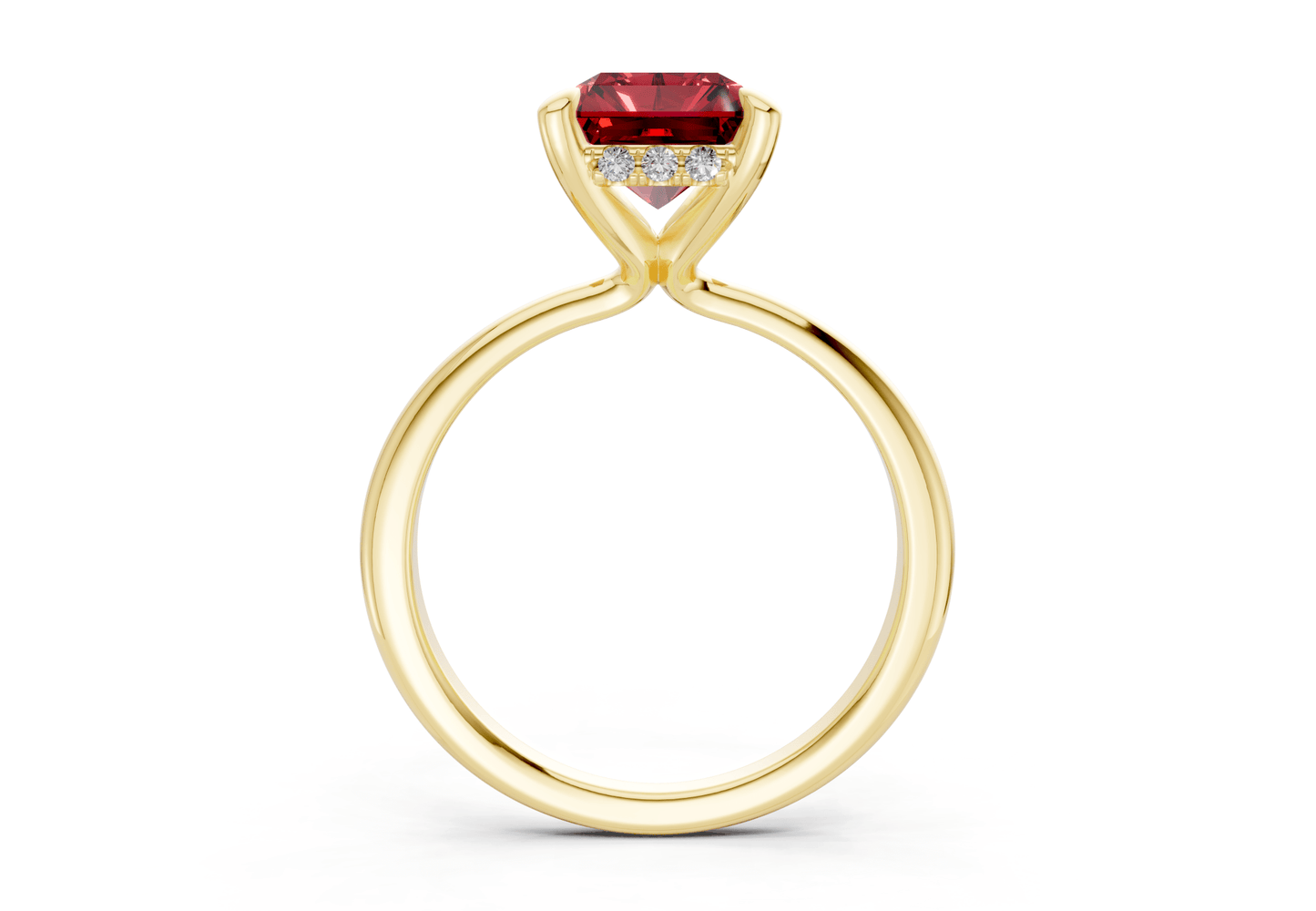 Marlowe Ruby Gemstone Solitaire Radiant Cut 1.6mm Engagement Ring - Ring Premier