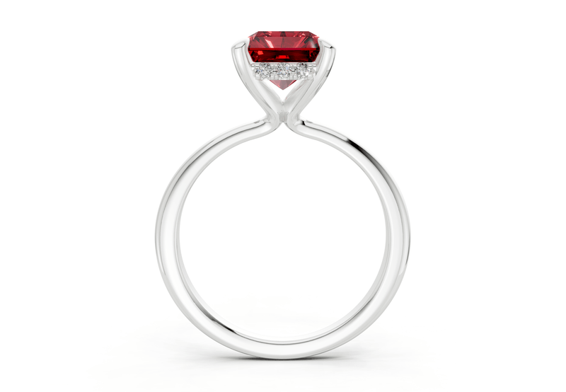 Marlowe Ruby Gemstone Solitaire Radiant Cut 1.6mm Engagement Ring - Ring Premier