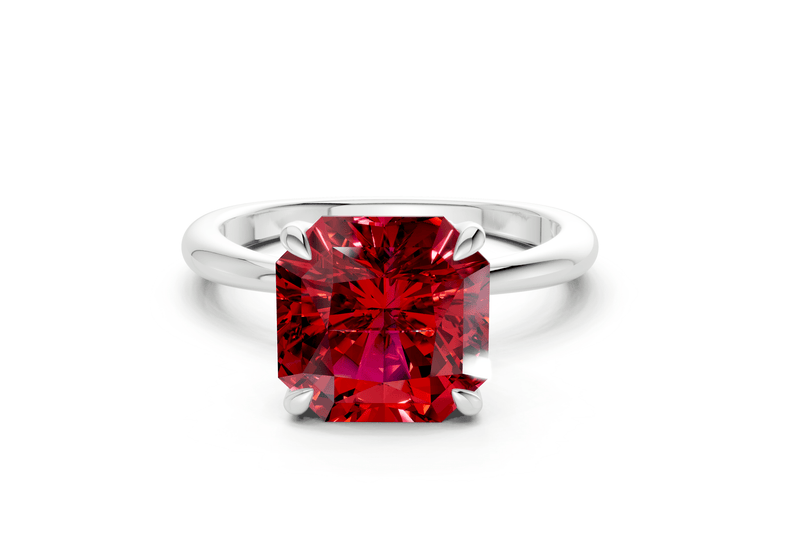 Marlowe Ruby Gemstone Solitaire Radiant Squareuare Cut 1.6mm Engagement Ring - Ring Premier