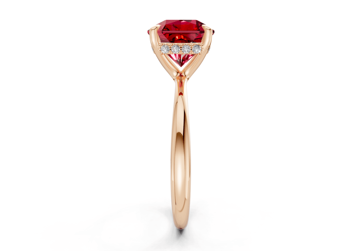 Marlowe Ruby Gemstone Solitaire Radiant Squareuare Cut 1.6mm Engagement Ring