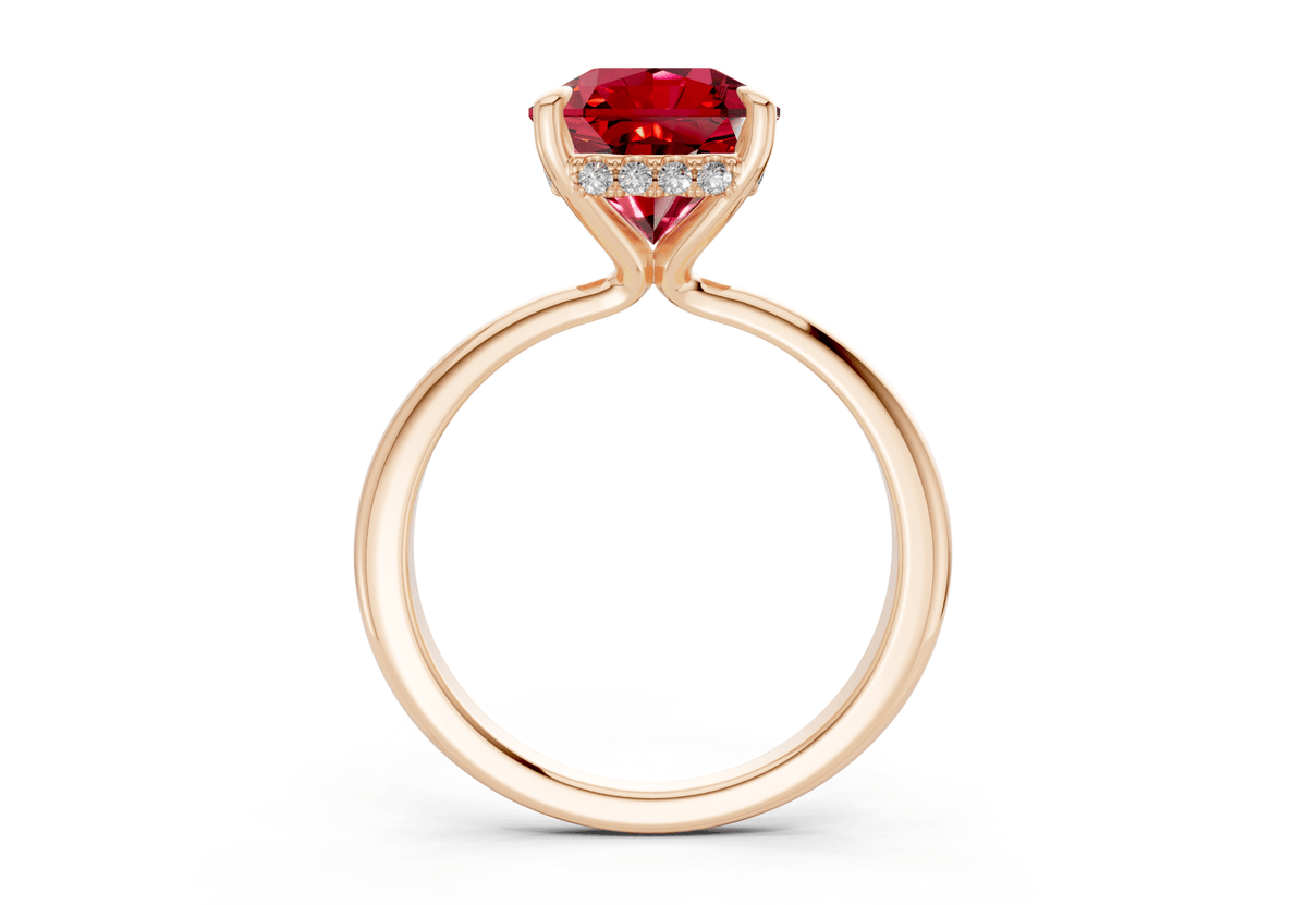 Marlowe Ruby Gemstone Solitaire Radiant Squareuare Cut 1.6mm Engagement Ring