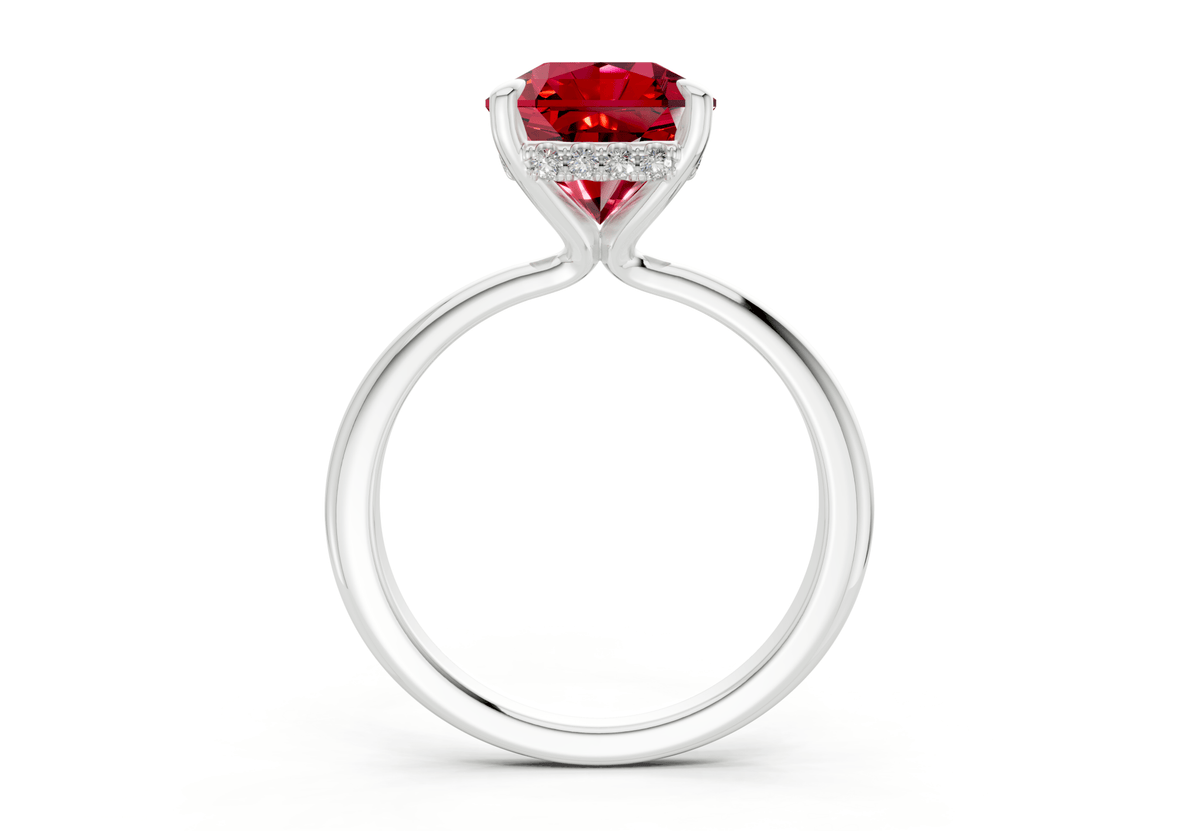 Marlowe Ruby Gemstone Solitaire Radiant Squareuare Cut 1.6mm Engagement Ring