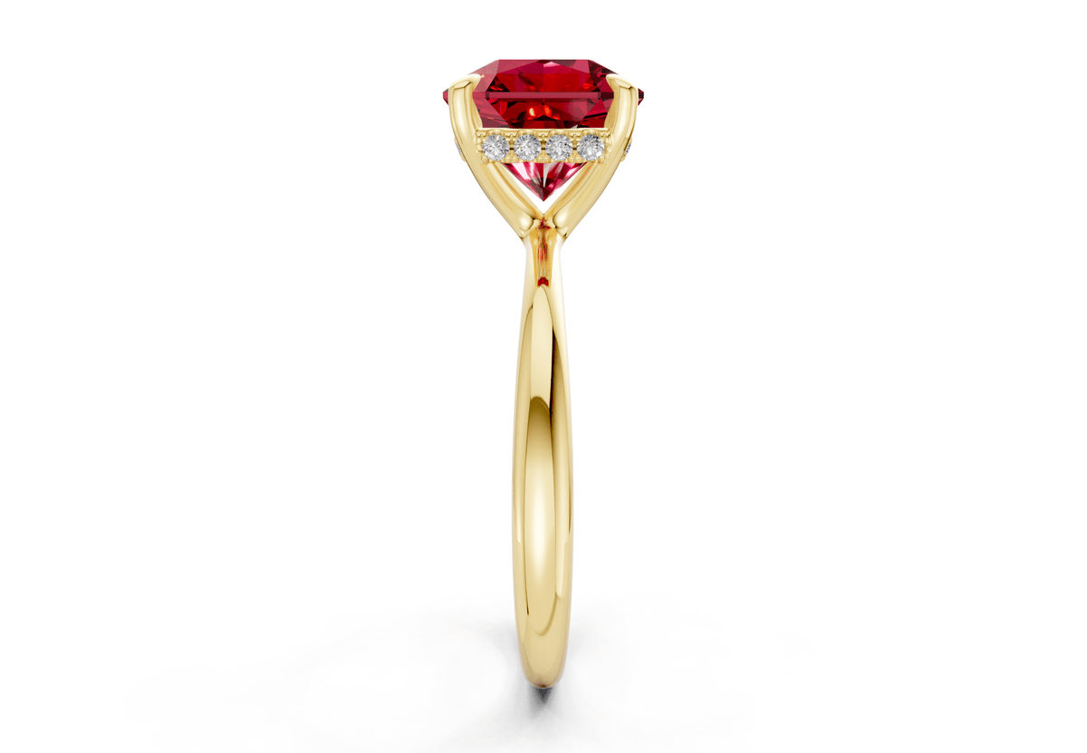 Marlowe Ruby Gemstone Solitaire Radiant Squareuare Cut 1.6mm Engagement Ring