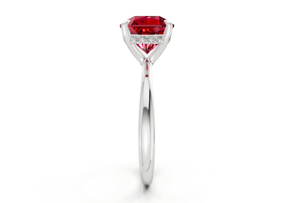 Marlowe Ruby Gemstone Solitaire Radiant Squareuare Cut 1.6mm Engagement Ring