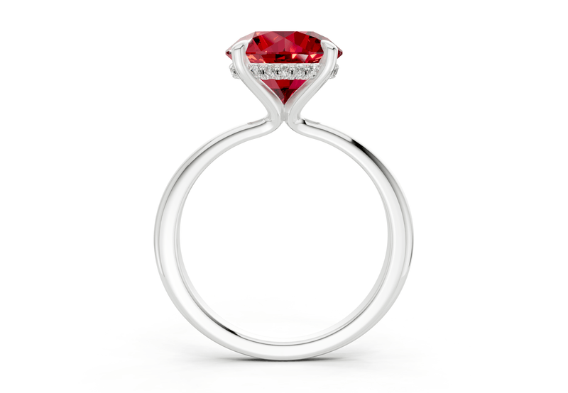Marlowe Ruby Gemstone Solitaire Round Cut 1.6mm Engagement Ring - Ring Premier