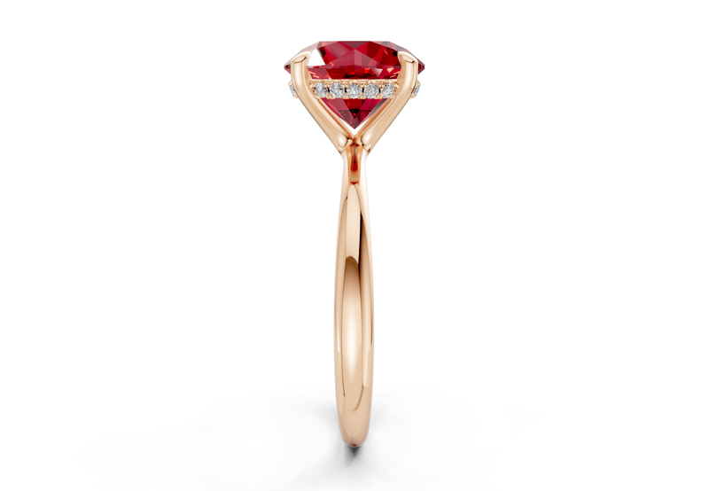 Marlowe Ruby Gemstone Solitaire Round Cut 1.6mm Engagement Ring - Ring Premier