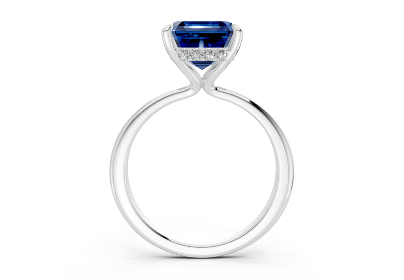Marlowe Sapphire Gemstone Solitaire Asscher Cut 1.6mm Engagement Ring - Ring Premier