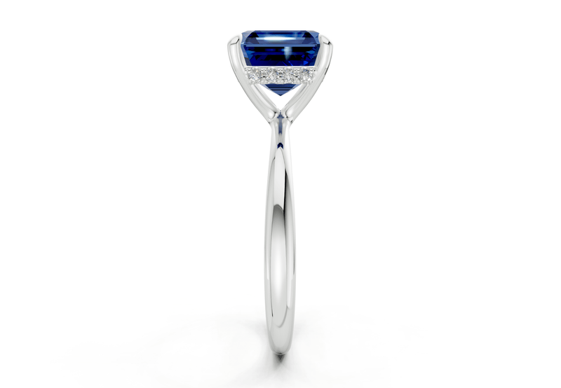 Marlowe Sapphire Gemstone Solitaire Asscher Cut 1.6mm Engagement Ring - Ring Premier