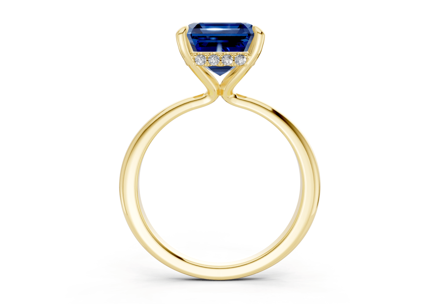 Marlowe Sapphire Gemstone Solitaire Asscher Cut 1.6mm Engagement Ring - Ring Premier