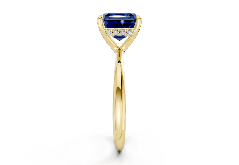 Marlowe Sapphire Gemstone Solitaire Asscher Cut 1.6mm Engagement Ring - Ring Premier