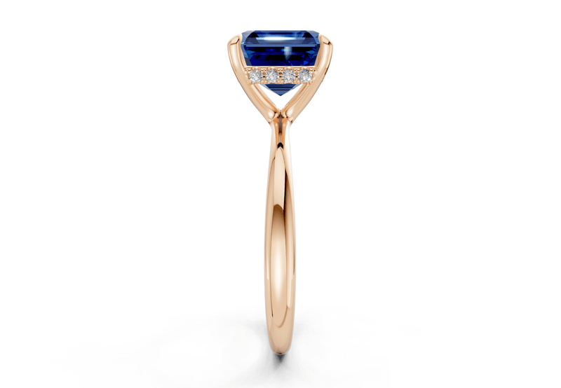 Marlowe Sapphire Gemstone Solitaire Asscher Cut 1.6mm Engagement Ring - Ring Premier