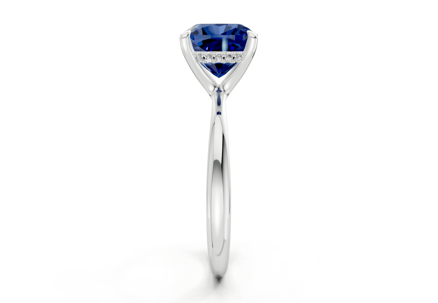 Marlowe Sapphire Gemstone Solitaire Cushion Squareuare Cut 1.6mm Engagement Ring