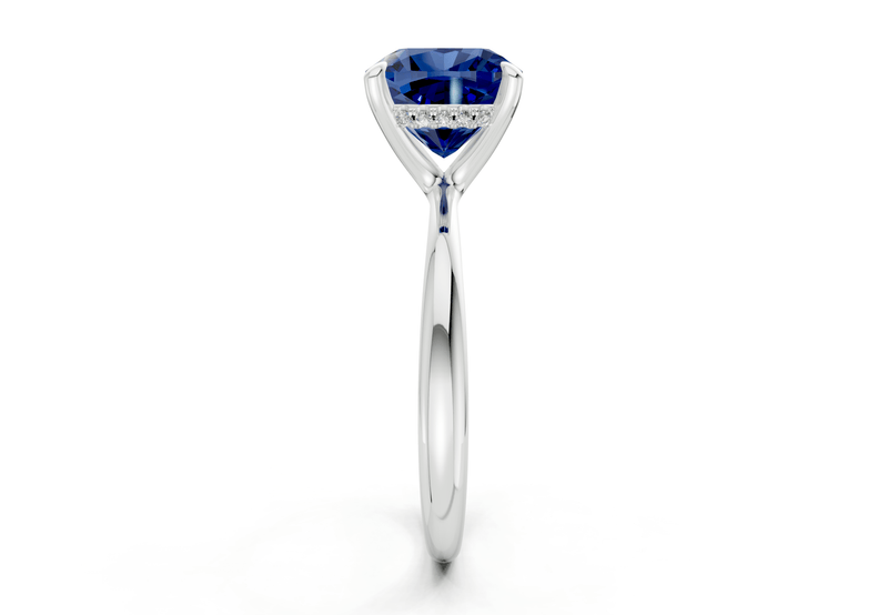 Marlowe Sapphire Gemstone Solitaire Cushion Squareuare Cut 1.6mm Engagement Ring - Ring Premier