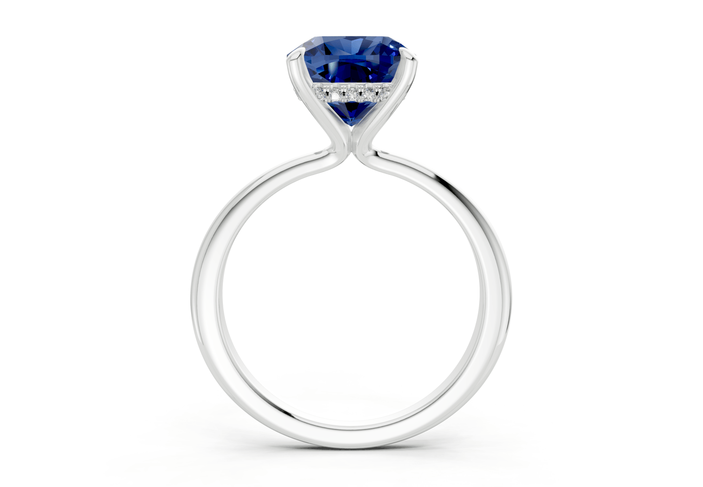 Marlowe Sapphire Gemstone Solitaire Cushion Squareuare Cut 1.6mm Engagement Ring