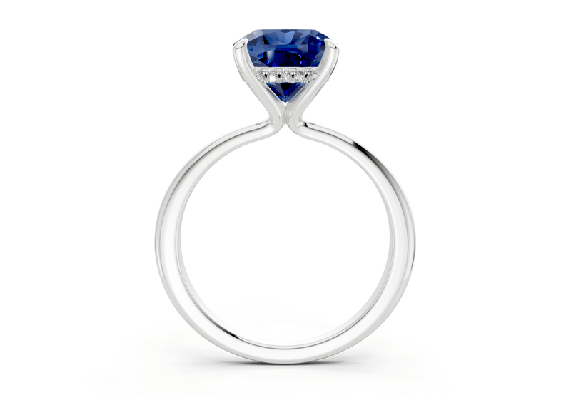 Marlowe Sapphire Gemstone Solitaire Cushion Squareuare Cut 1.6mm Engagement Ring - Ring Premier