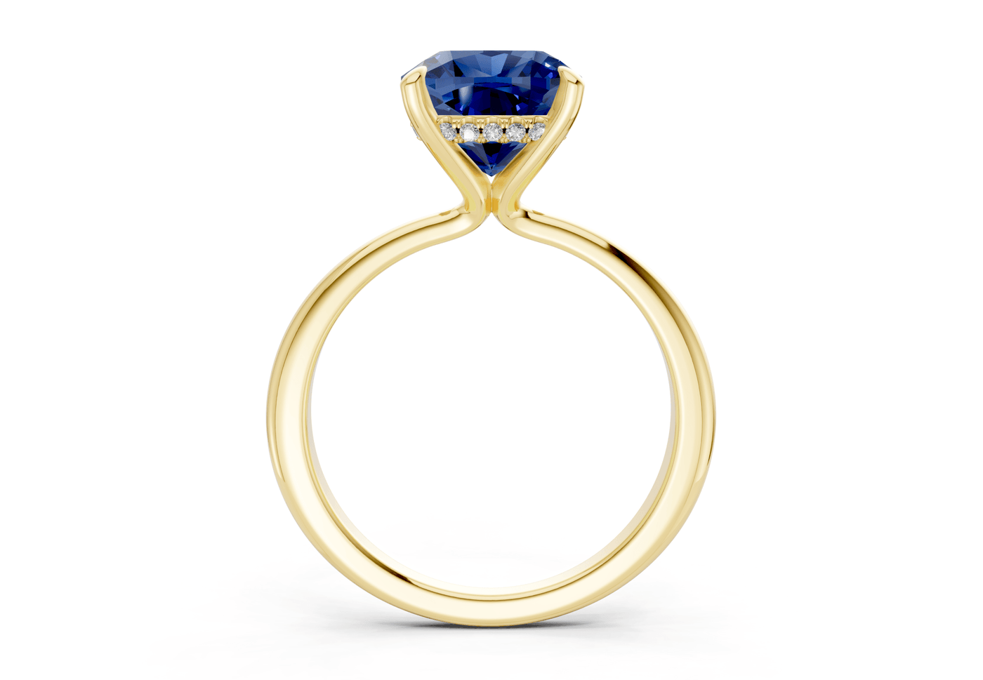 Marlowe Sapphire Gemstone Solitaire Cushion Squareuare Cut 1.6mm Engagement Ring