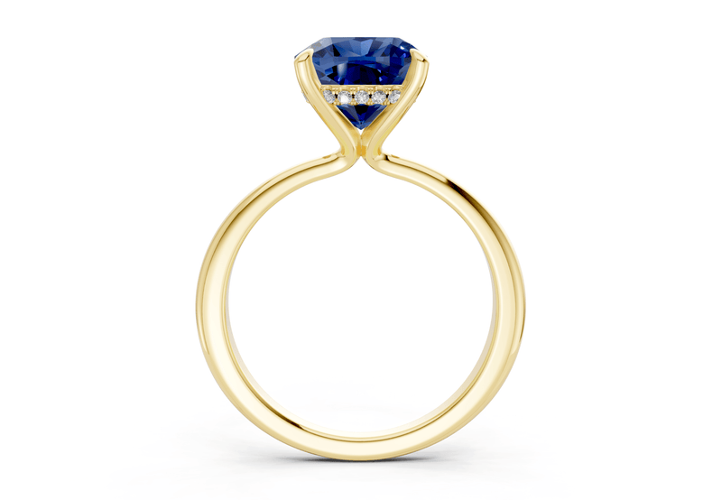 Marlowe Sapphire Gemstone Solitaire Cushion Squareuare Cut 1.6mm Engagement Ring