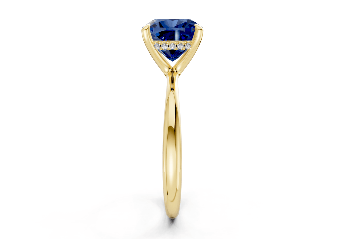 Marlowe Sapphire Gemstone Solitaire Cushion Squareuare Cut 1.6mm Engagement Ring
