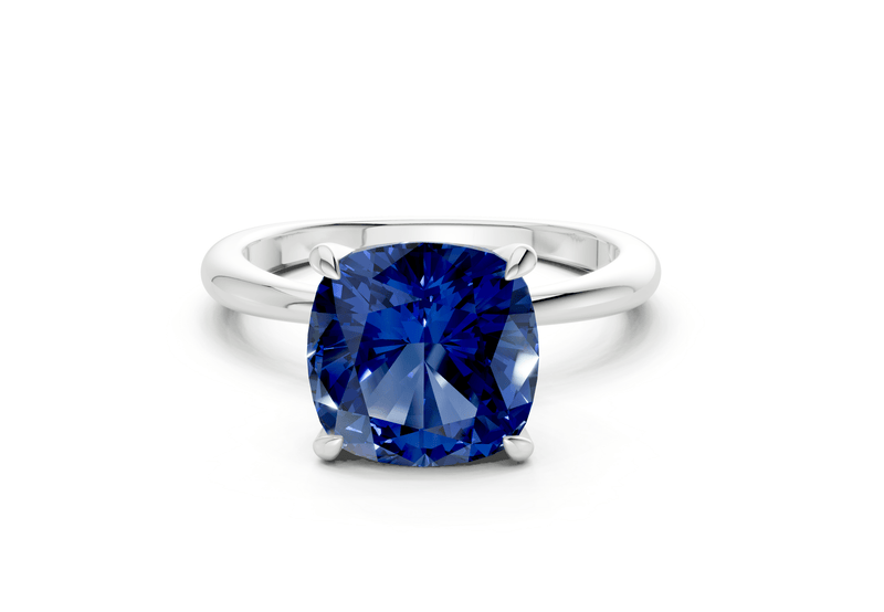 Marlowe Sapphire Gemstone Solitaire Cushion Squareuare Cut 1.6mm Engagement Ring - Ring Premier