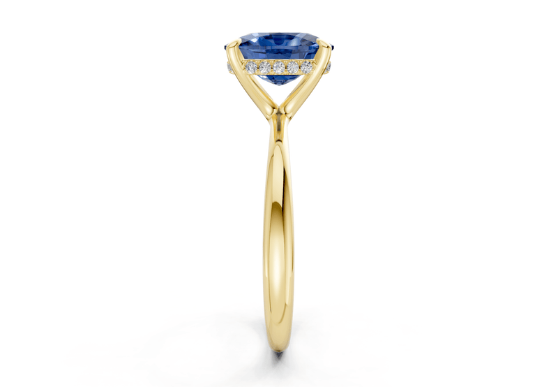 Marlowe Sapphire Gemstone Solitaire Elongated Cushion Cut 1.6mm Engagement Ring - Ring Premier