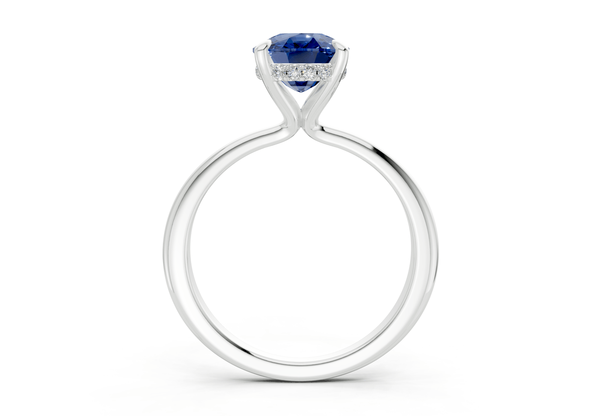 Marlowe Sapphire Gemstone Solitaire Elongated Cushion Cut 1.6mm Engagement Ring