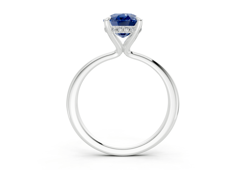 Marlowe Sapphire Gemstone Solitaire Elongated Cushion Cut 1.6mm Engagement Ring - Ring Premier