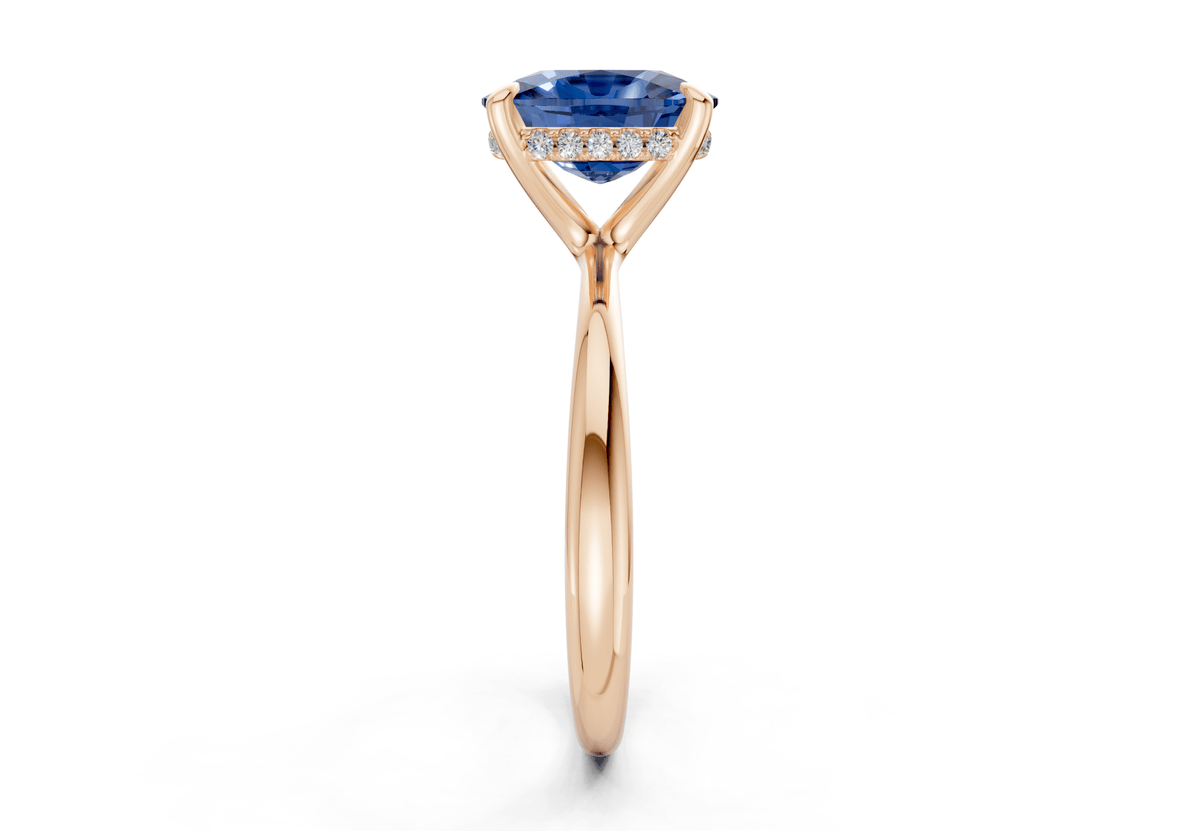 Marlowe Sapphire Gemstone Solitaire Elongated Cushion Cut 1.6mm Engagement Ring