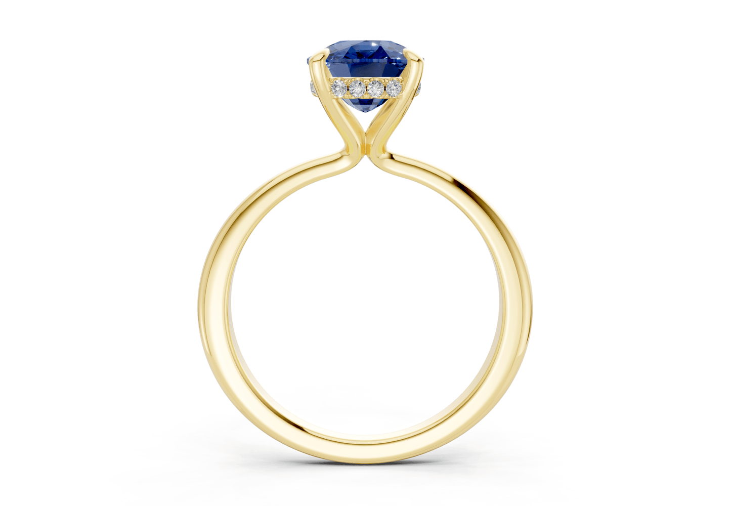 Marlowe Sapphire Gemstone Solitaire Elongated Cushion Cut 1.6mm Engagement Ring - Ring Premier