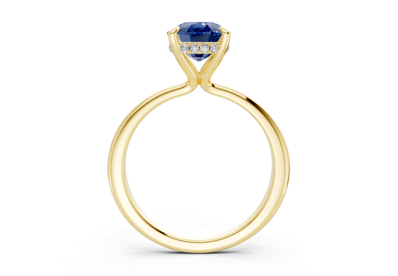 Marlowe Sapphire Gemstone Solitaire Elongated Cushion Cut 1.6mm Engagement Ring