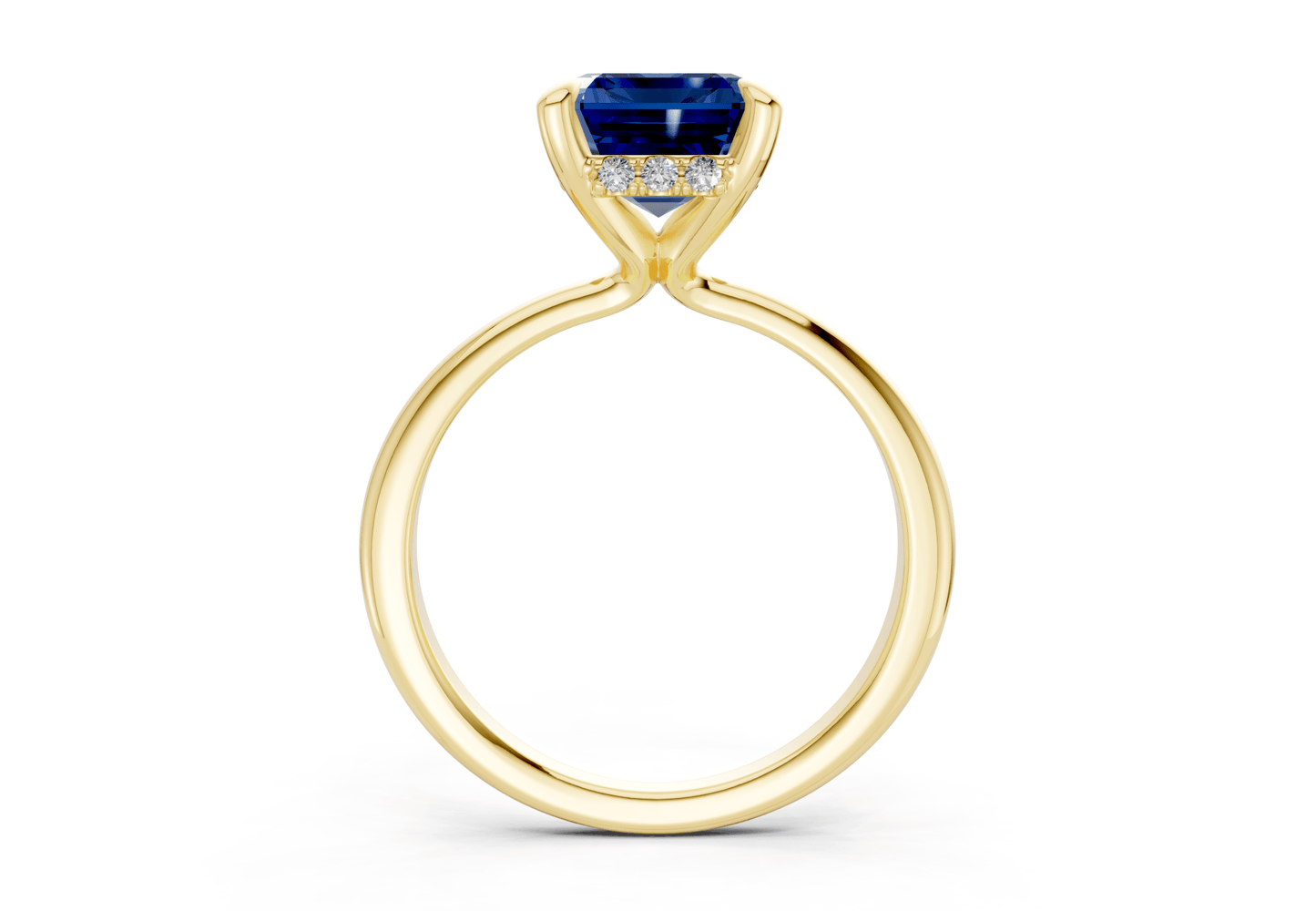 Marlowe Sapphire Gemstone Solitaire Emerald Cut 1.6mm Engagement Ring - Ring Premier