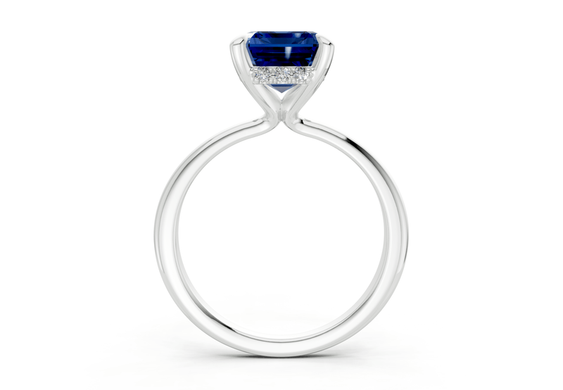 Marlowe Sapphire Gemstone Solitaire Emerald Cut 1.6mm Engagement Ring - Ring Premier