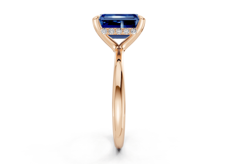 Marlowe Sapphire Gemstone Solitaire Emerald Cut 1.6mm Engagement Ring - Ring Premier