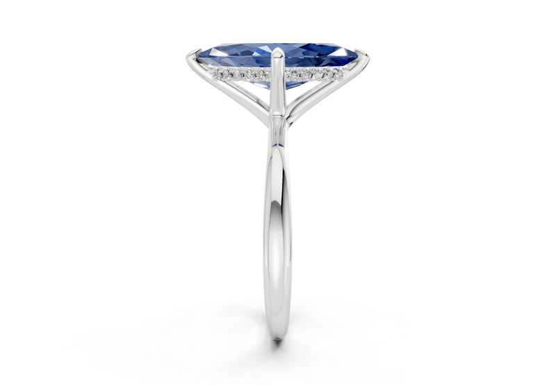 Marlowe Sapphire Gemstone Solitaire Marquise Cut 1.6mm Engagement Ring - Ring Premier