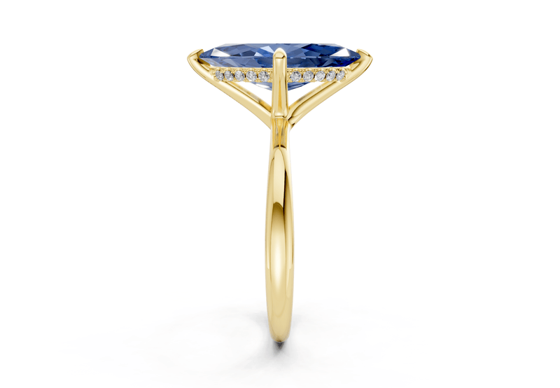 Marlowe Sapphire Gemstone Solitaire Marquise Cut 1.6mm Engagement Ring - Ring Premier