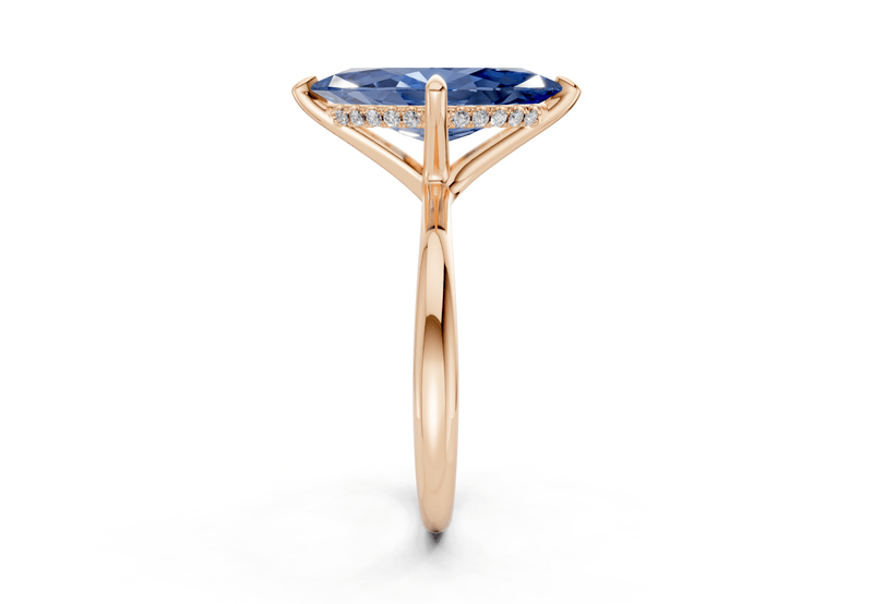 Marlowe Sapphire Gemstone Solitaire Marquise Cut 1.6mm Engagement Ring - Ring Premier
