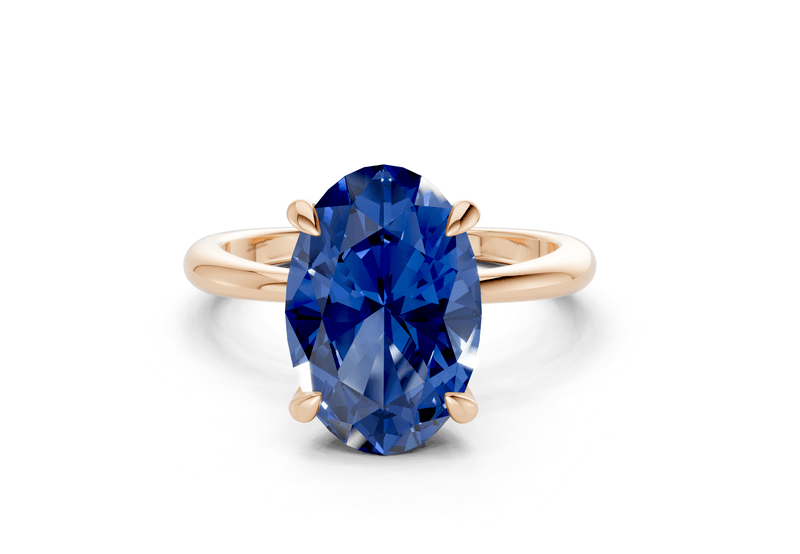 Marlowe Sapphire Gemstone Solitaire Oval Cut 1.6mm Engagement Ring - Ring Premier