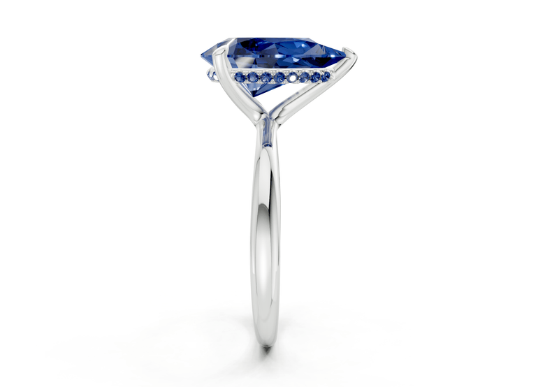 Marlowe Sapphire Gemstone Solitaire Pear Cut 1.6mm Engagement Ring - Ring Premier