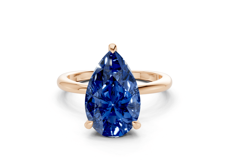 Marlowe Sapphire Gemstone Solitaire Pear Cut 1.6mm Engagement Ring - Ring Premier