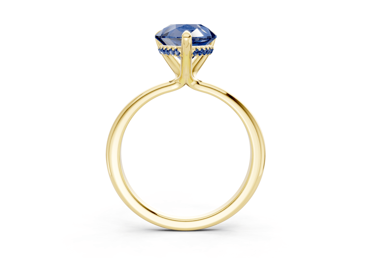 Marlowe Sapphire Gemstone Solitaire Pear Cut 1.6mm Engagement Ring - Ring Premier