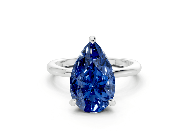 Marlowe Sapphire Gemstone Solitaire Pear Cut 1.6mm Engagement Ring - Ring Premier