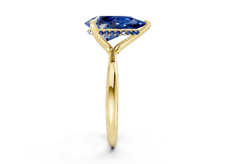 Marlowe Sapphire Gemstone Solitaire Pear Cut 1.6mm Engagement Ring - Ring Premier