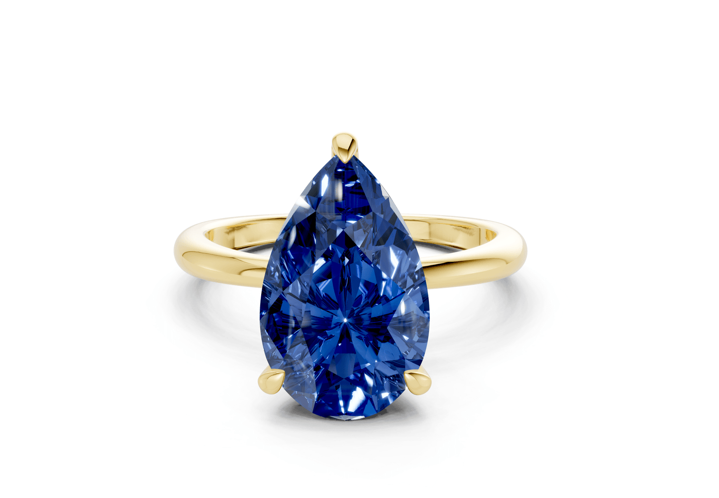 Marlowe Sapphire Gemstone Solitaire Pear Cut 1.6mm Engagement Ring - Ring Premier
