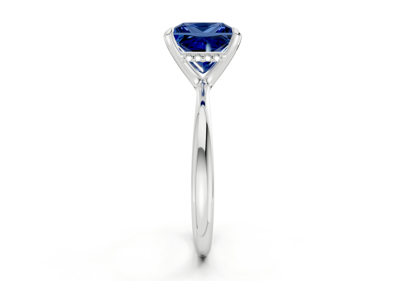 Marlowe Sapphire Gemstone Solitaire Princess Cut 1.6mm Engagement Ring - Ring Premier