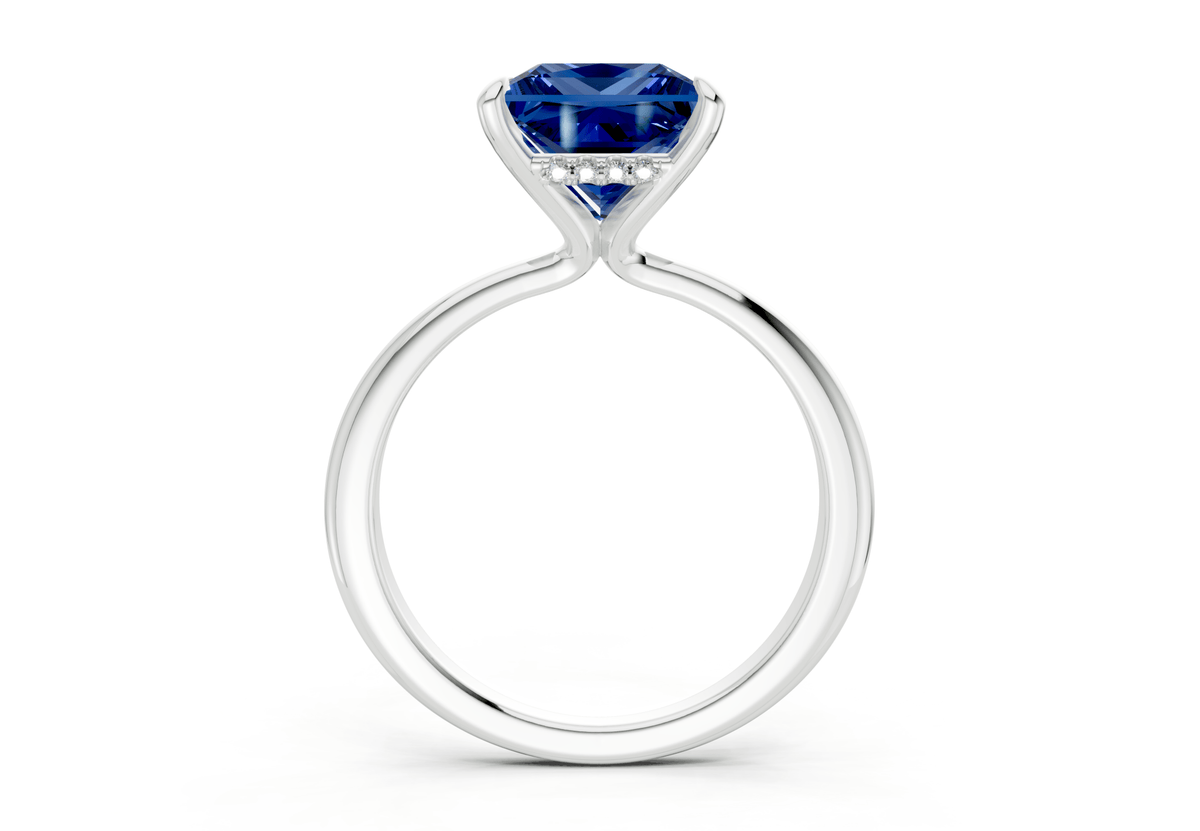Marlowe Sapphire Gemstone Solitaire Princess Cut 1.6mm Engagement Ring