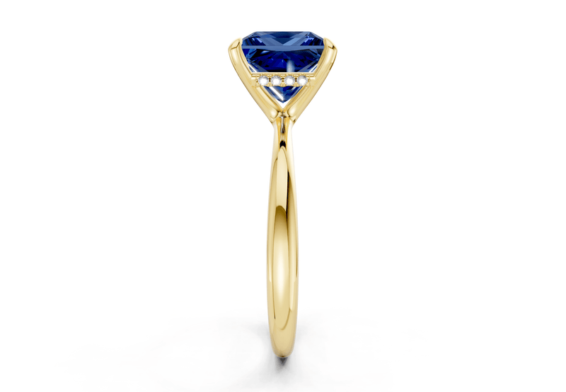 Marlowe Sapphire Gemstone Solitaire Princess Cut 1.6mm Engagement Ring - Ring Premier