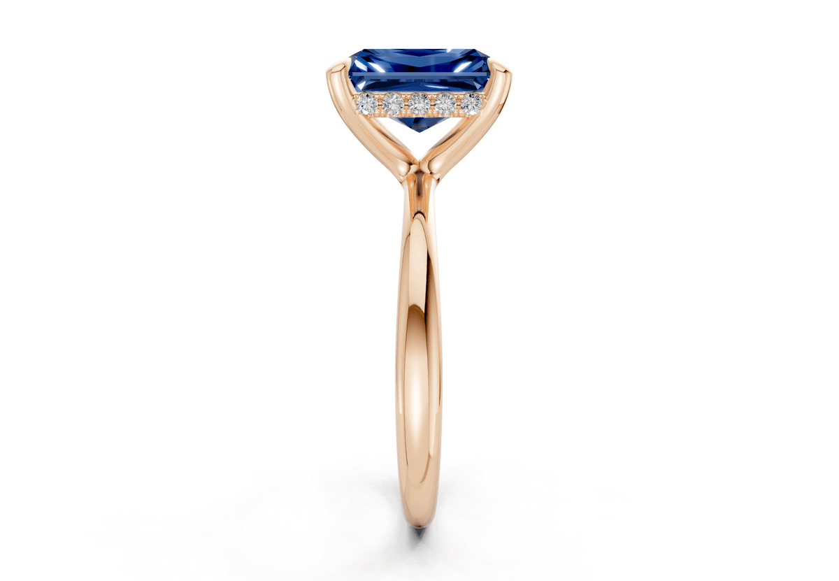 Marlowe Sapphire Gemstone Solitaire Radiant Cut 1.6mm Engagement Ring