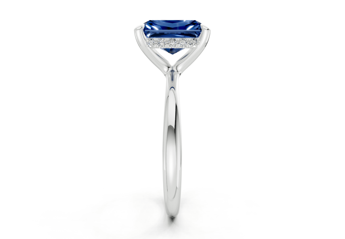 Marlowe Sapphire Gemstone Solitaire Radiant Cut 1.6mm Engagement Ring